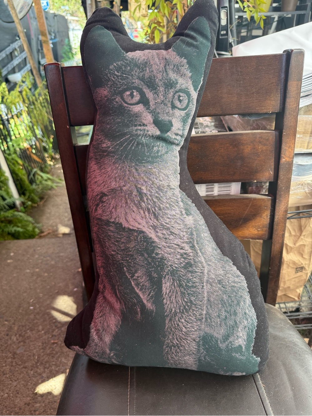 Vintage Areaware SALVOR Fauna Cat Contour Cushion Pillow Brooklyn MCM woven